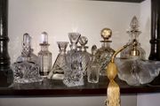 Heavy crystal, glass bottle collection