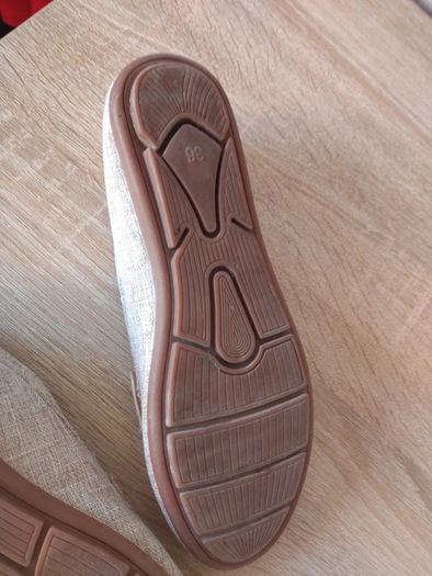 Flat linen look loafers size UK 3