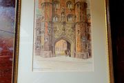 Antique framed watercolour of "St.johns gateway,Cambridge"
