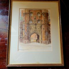 Antique framed watercolour of "St.johns gateway,Cambridge"