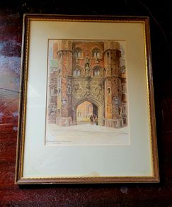 Antique framed watercolour of "St.johns gateway,Cambridge"