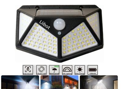 100 LED Solar Light Outdoor Solar Wall Lamp PIR Motion Sensor Lamp Waterproof Solar Light For Garden Patio Shed Garage Wall Side BackDecoration Street