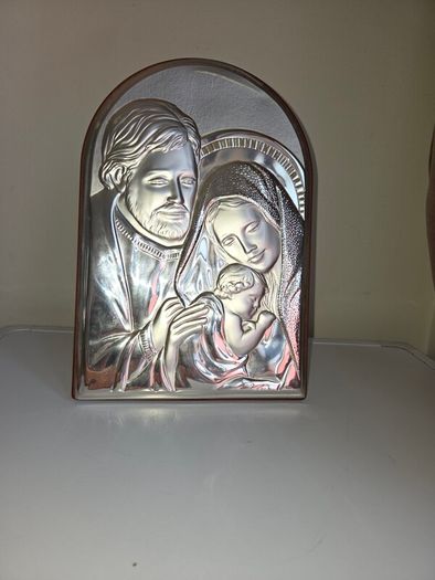 Italian 999 Silver Holy Family Plaque