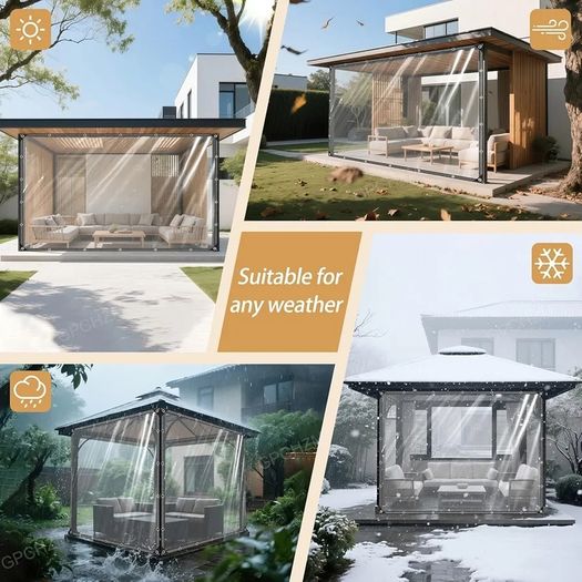 Clear Tarpaulin Waterproof Heavy Duty 2mx3m PVC Transparent Sheet with Reinforced Edges & Eyelets for Camping,Garden,Gazebo & Outdoor Roof Protection