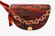 Brand New with tags Red Graffiti Clutch with Gold Chain