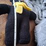 Hand knitted black teddy bear with yellow scarf Image 4