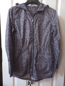 SALE! Grey Floral Hooded Rain Jacket size S