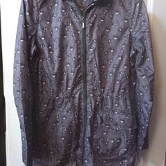 SALE! Grey Floral Hooded Rain Jacket size S