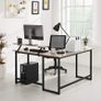 L-Shaped Desk, Corner Table with Monitor Stand, for Studying, Playing, Working, Space Saving, Adjustable Feet, Metal Frame, Easy Assembly, Taupe and Black Image 3