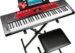 61 Key Keyboard Piano With Pitch Bend Kit, Keyboard Stand, Piano Bench, Headphones, Simply Piano App and Keynote Stickers, Black