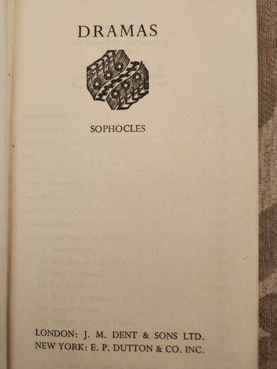 The Dreams of Sophocles. Translated By Sir George Young . 1947 Everysman Library. Hardback In Good Condition.
