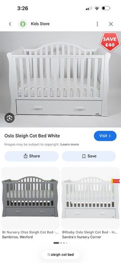 Sleigh cot with brand new mattress