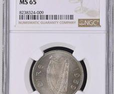 Ireland 1959 | Florin | Irish 2 Shillings | Salmon | KM.15a | MS65