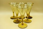 Vintage Amber Crystal Wine Glasses Set of 6 Fluted Stems