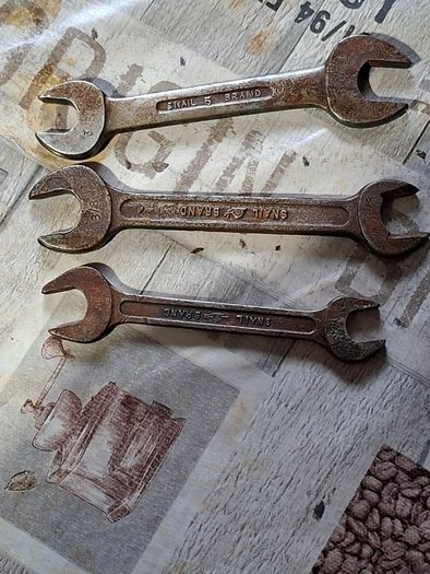 Antique Snail Brand Open-Ended Spanners / Wrenches Set of 3 Postage Available or Collection