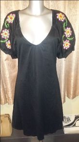 Zara Collection black embroidered midi dress size L UK12 EU40 Postage included