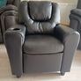 Kids black leather armchair & recliner Image 2