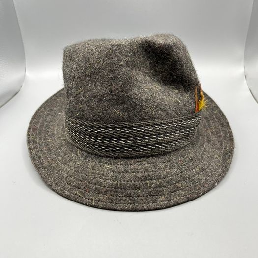 Failsworth Trilby Keswick Hat Vintage Wool Hat with Feather - 100% Wool - 59cm