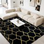 Geometric Rugs Living Room-160x230cm Extra Large Black Rug, Ultra Soft Fluffy Shaggy Rug for living room, Washable Anti Slip Area Rug Carpet Image 2