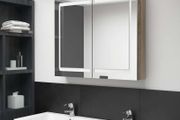 LED Bathroom Mirror Cabinet Oak 80x12x68 cm