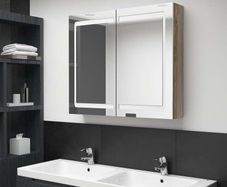LED Bathroom Mirror Cabinet Oak 80x12x68 cm