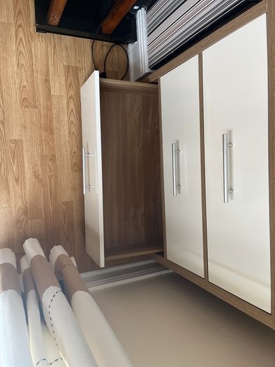 As new 3 shelves cabinet brown & white