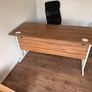 Large Walnut-Effect Office Desk - White Metal Frame Image 7