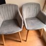 4 x JYSK ADSLEV dining chairs in grey velvet with natural solid wood legs Image 4