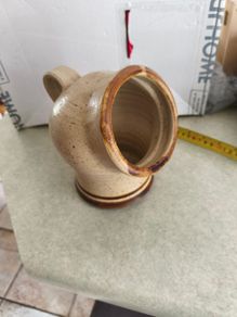 Irish stoneware pottery, salt cellar storage jar signed SJ.