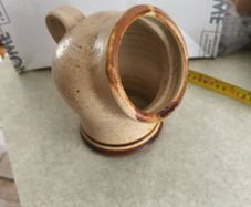 Irish stoneware pottery, salt cellar storage jar signed SJ.