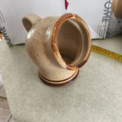 Irish stoneware pottery, salt cellar storage jar signed SJ.