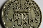 1942 Silver Sixpence WW2 lucky coin 6d