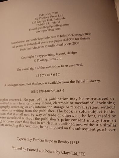 A Fine Statement/ An Irish Poets' Anthology  / John Mc Donagh/ 2008