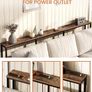 200 cm Narrow Console Table with Power Outlet, 18 cm Skinny Sofa Table, Long Behind Couch Table with Charging Station, for Entryway, Hallway, Living Room, Rustic Brown and Black Image 4
