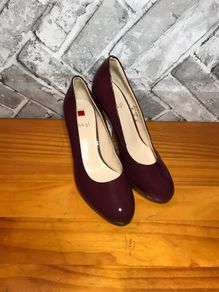 Hogl Ladies Court Shoes Maroon Patent Leather UK4 High Heels EUR37   S-E