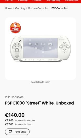 PSP E1000 white no box