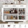 Sideboard, Kitchen Cabinet with 3 Drawers and 3 Doors for Kitchen, Buffet Cabinet with Worktop for Dining Room, Living Room, Wood, White & Brown Image 6