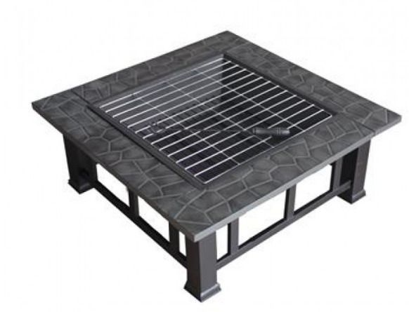 Fire Pit Outdoor Steel Brazier Square Patio Heater BBQ