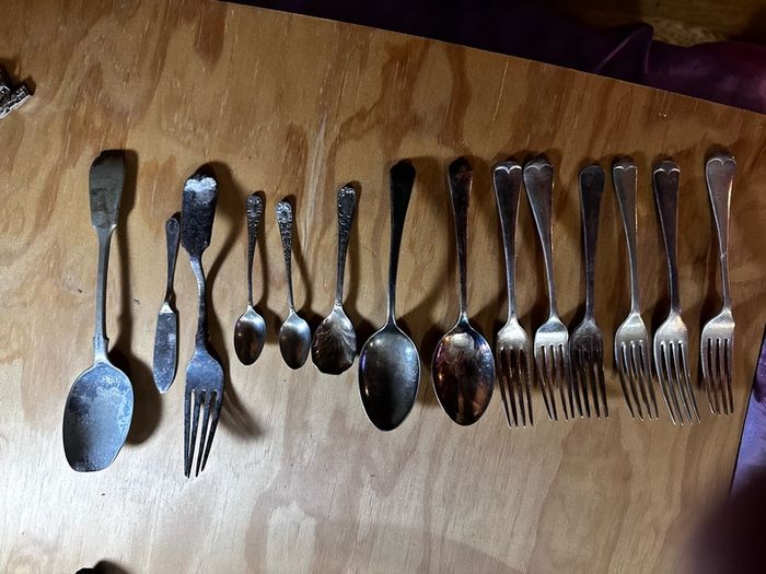 antique silver spoons/ forks