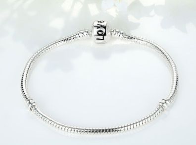 Pandora Style 'Love' Snake Chain Bracelet