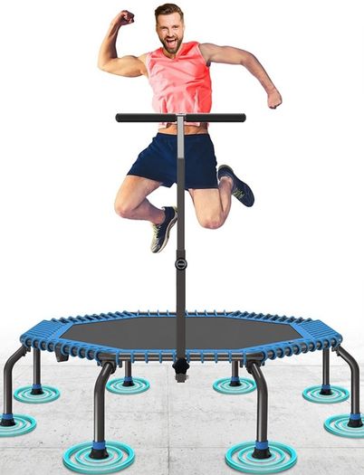 50" Fitness Trampoline Max. Load 250lbs Silent Easy Installation Indoor Exercise Foldable Trampoline for Adults (FREE POSTAGE)