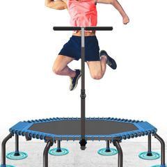 50" Fitness Trampoline Max. Load 250lbs Silent Easy Installation Indoor Exercise Foldable Trampoline for Adults (FREE POSTAGE)