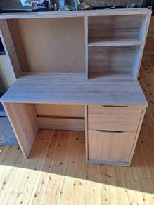 Study desk with separate wall storage unit
