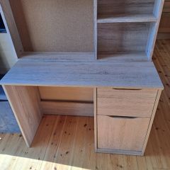 Study desk with separate wall storage unit