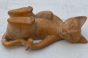 two nice wooden cat sculpture's