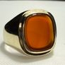 Vintage 8K Yellow Gold Signet Gents Ring Bezel set Carnelian Image 7