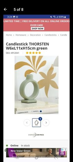 JYSK porcelin candlestick holder green
