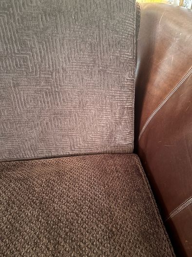 Brown Leather & Fabric 4-Seater Sofa