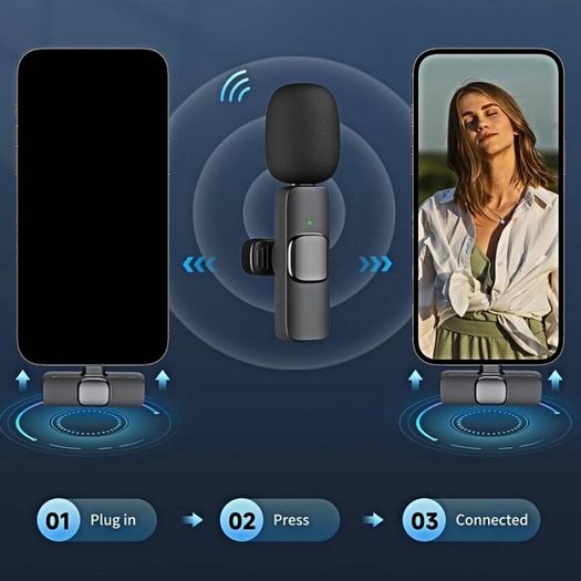K60 Wireless Lavalier Microphone | Clip-On Mic for iPhone & Android USB-C - 08311