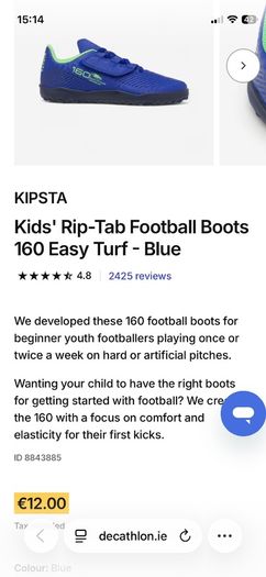 kids football boots size 11.5 EU30